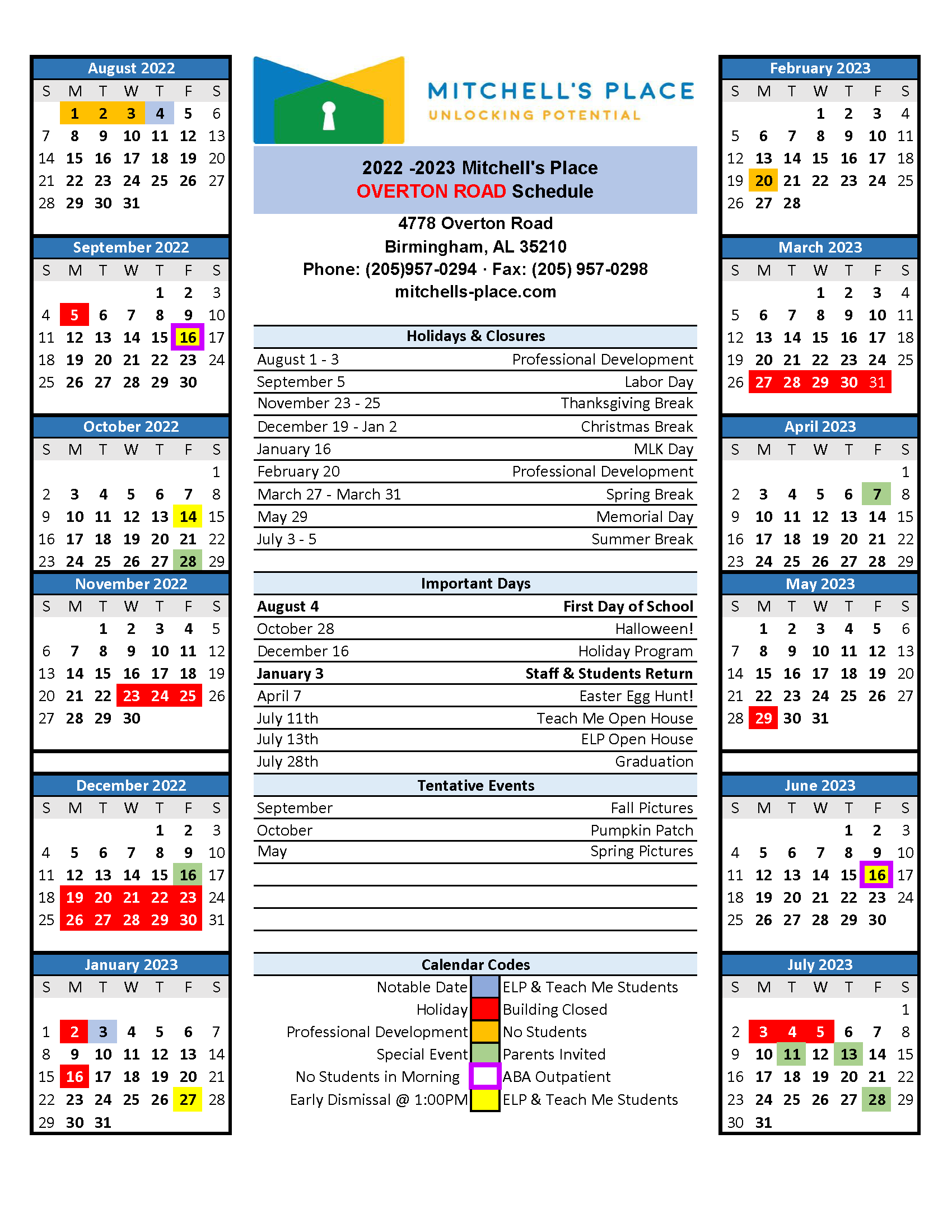 MP Schedules - Mitchell's Place